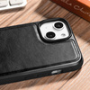 iCarer Leather Oil Wax etui pokryte naturalną skórą do iPhone 14 Plus (kompatybilne z MagSafe) czarny (WMI14220719-BK)