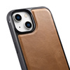 iCarer Leather Oil Wax etui pokryte naturalną skórą do iPhone 14 Plus (kompatybilne z MagSafe) brązowy (WMI14220719-TN)