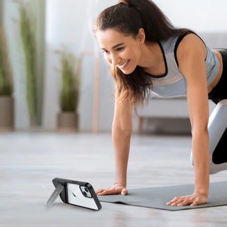 UGREEN ETUI FUSION KICKSTAND CASE DO IPHONE 13 Z ŻELOWĄ RAMKĄ I PODSTAWKĄ