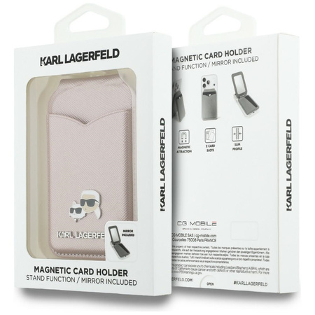 Portfel z lusterkiem Karl Lagerfeld      Stand Mirror MagSafe różowy