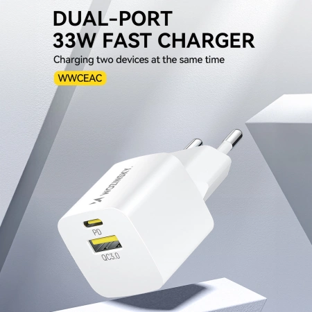 WOZINSKY ŁADOWARKA SIECIOWA USB-A USB-C DO TELEFONÓW 33W SZYBKIE ŁADOWANIE