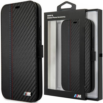 Etui BMW BMFLBKP12SMCARBK iPhone 12 mini 5,4" czarny/black book M Collection PU Carbon Stripe