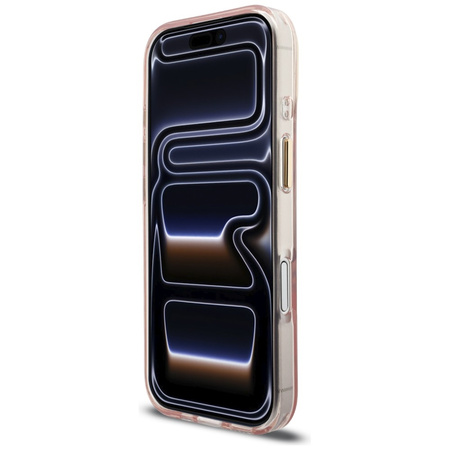Etui Guess IML Script Metal MagSafe do iPhone 17 różowy