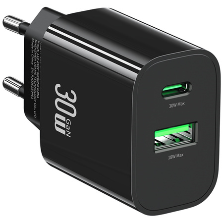 USAMS ŁADOWARKA SIECIOWA CC316 T65 30W DO TELEFONÓW USB-C USB-A FAST