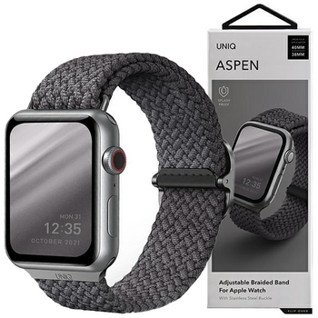 UNIQ pasek Aspen Apple Watch 40/38/41mm Series 4/5/6/7/8/SE/SE2 Braided szary/granite grey