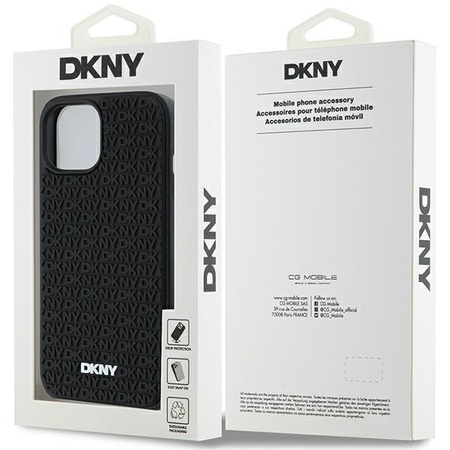 DKNY ETUI HARDCASE DO IPHONE 15 14 13 Z 3D RUBBER REPEAT PATTERN OCHRONNE