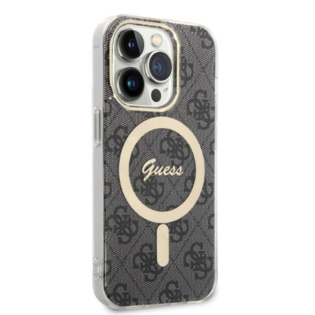 Guess zestaw ładowarka MagSafe + etui do iPhone 14 Pro 6,1" czarne 4G Print(GUBPP14LH4EACSK)