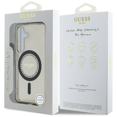GUESS ETUI RHINESTONES PRINTED LOGO DO SAMSUNG GALAXY S25 DO MAGSAFE