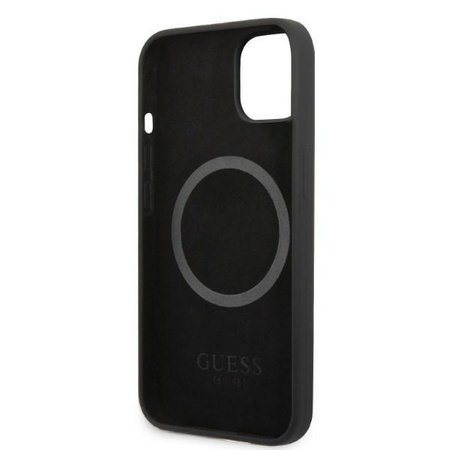 Guess GUHMP13MSPLK iPhone 13 6,1" czarny/black hard case Silicone Logo Plate MagSafe