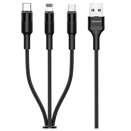 USAMS KABEL PLECIONY 3W1 DO LIGHTNING MICRO USB USB-C 1,5M 2A DO TELEFONÓW