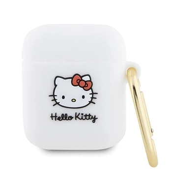 Etui Hello Kitty Silicone 3D Kitty Head na AirPods 1/2 - białe