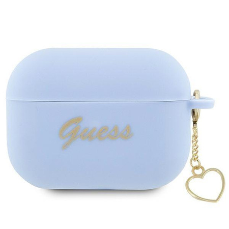 Etui Guess GUAP2LSCHSB na AirPods Pro 2 cover - niebieskie Silicone Charm Heart Collection