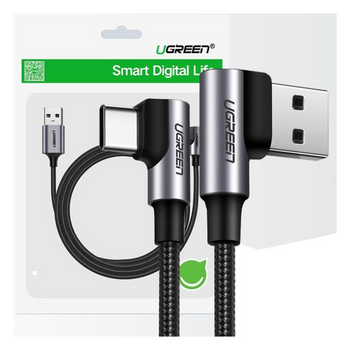 UGREEN KABEL USB DO USB-C KĄTOWY US176 3A DO TELEFONÓW IPHONE SAMSUNG 0.5M