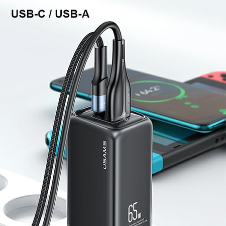 USAMS ŁADOWARKA 1XUSB-C 1XUSB T47 65W PD DO TELEFONÓW Z SZYBKIM ŁADOWANIEM