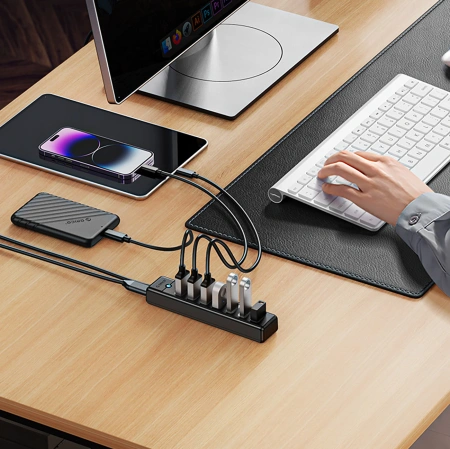 ORICO HUB 7x USB-A 3.0 DO MACBOOKA TELEFONÓW TABLETÓW SZYBKI PRZESYŁ DANYCH