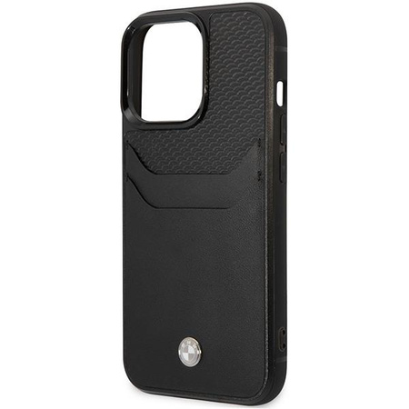 Etui BMW BMHCP14X22RSEPK na iPhone 14 Pro Max - czarne Leather Card Slot