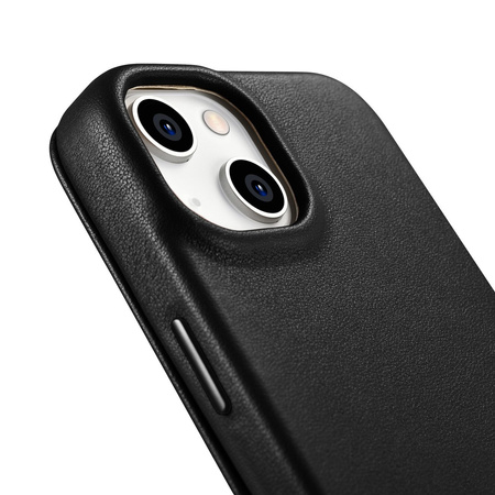 iCarer CE Premium Leather Folio Case skórzane etui iPhone 14 Plus z klapką magnetyczne MagSafe czarny (WMI14220715-BK)
