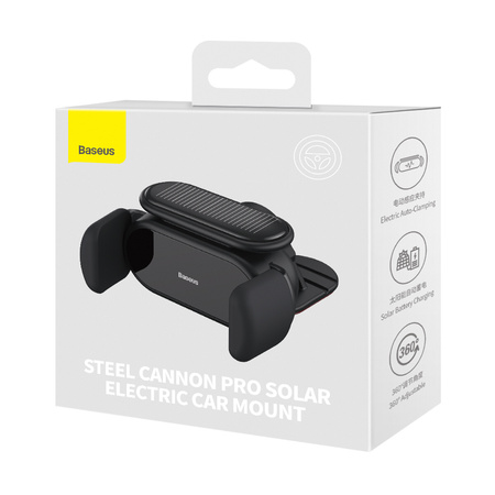Baseus Steel Cannon Pro solarny automatyczny uchwyt samochodowy na kokpit czarny (SUGP010001)