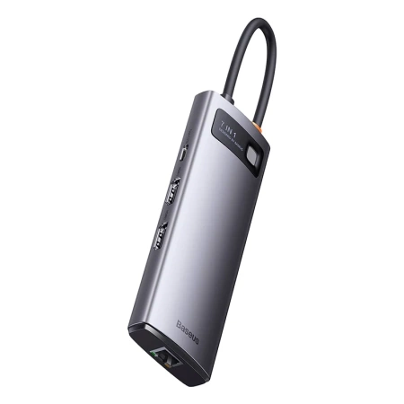 BASEUS HUB 7W1 USB-C DO 3X USB 3.0 HDMI VGA ETHERNET RJ45 DO KOMPUTERA 4K