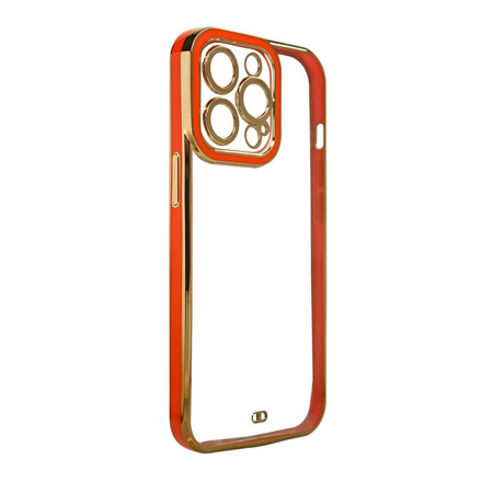Fashion Case etui do iPhone 13 żelowy pokrowiec ze złotą ramką czerwony
