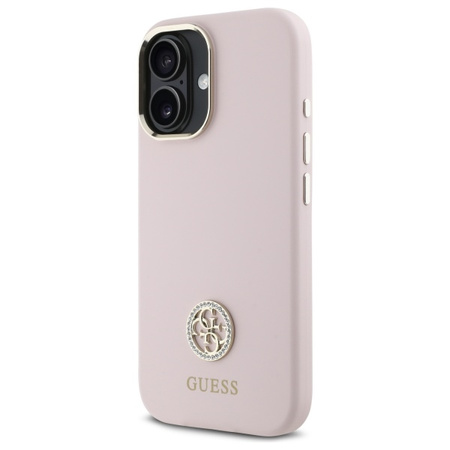 GUESS SYLIKON CASE ETUI DO IPHONE 16 6.1 LOGO Z KRYSZTAŁKAMI STRASS