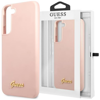 Etui Guess GUHCS23MLSLMGPP S23+ S916 - różowe Silicone Script Metal Logo
