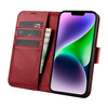iCarer Wallet Case 2in1 etui iPhone 14 Plus skórzany pokrowiec z klapką Anti-RFID czerwony (WMI14220727-RD)