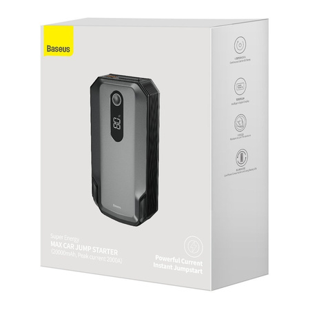 Baseus powerbank Power Starter Jump Starter urządzenie rozruchowe booster 20000mAh 12V (2000A / 1000A) + kable krokodylki czarny (CGNL020001)