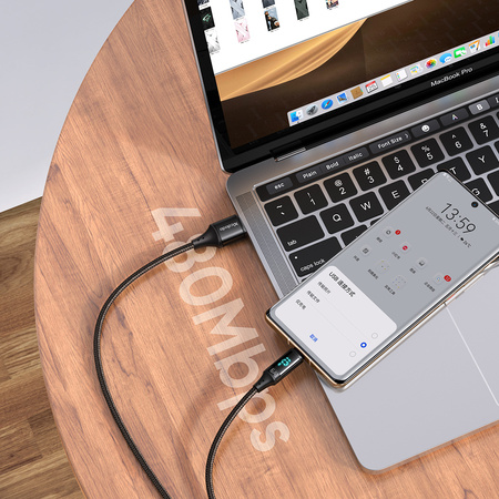 MCDODO KABEL Z WYŚWIETLACZEM USB-C SZYBKIE ŁADOWANIE USB TYP C 5A 66W 1M