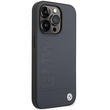 Etui BMW BMHMP14LSLLna iPhone 14 Pro - granatowe Leather Hot Stamp MagSafe