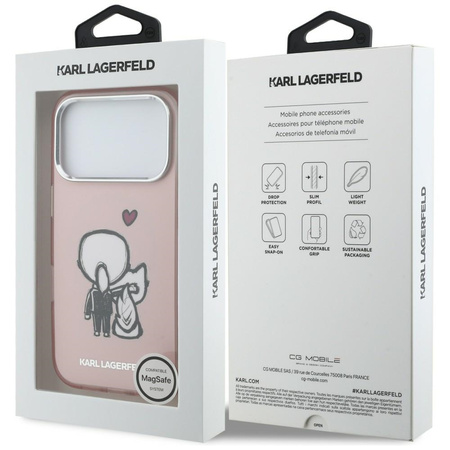 Etui Karl Lagerfeld Karl & Choupette Back MagSafe do iPhone 17 Pro Max różowy