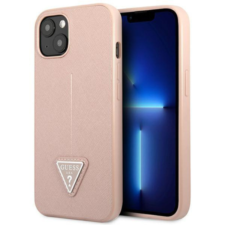 Guess GUHCP14SPSATLP iPhone 14 6,1" różowy/pink hardcase SaffianoTriangle Logo