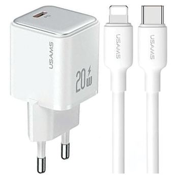 USAMS ŁADOWARKA PD20W DO IPHONE 11 12 13 14 15 Z KABLEM USB-C DO LIGHTNING
