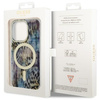 Etui Guess GUHMP14LHLEOPWB na iPhone 14 Pro - niebieskie Leopard MagSafe