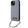 Etui Karl Lagerfeld KLHCP14SSACKLHPG na iPhone 14 - srebrne Saffiano Monogram Chain