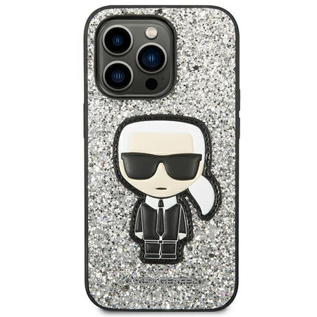 Karl Lagerfeld KLHCP14LGFKPG iPhone 14 Pro 6,1" hardcase srebrny/silver Glitter Flakes Ikonik
