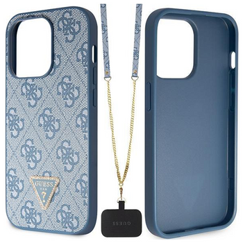 Guess GUHCP15LP4TDSCPB iPhone 15 Pro 6.1" niebieski/blue hardcase Crossbody 4G Metal Logo