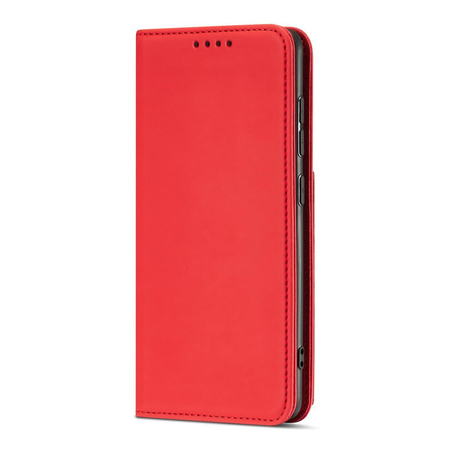 Magnet Card Case etui do Samsung Galaxy A12 5G pokrowiec portfel na karty kartę podstawka czerwony