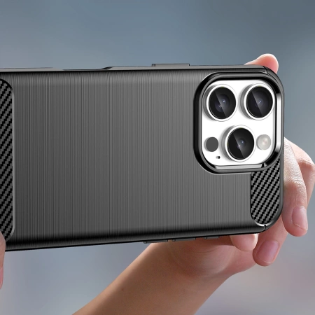 HURTEL ETUI SILIKONOWE CARBON CASE DO IPHONE 16 PRO OCHRONNE ANTYPOŚLIZGOWE