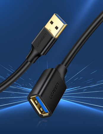 Ugreen kabel przewód przedłużacz przejściówka USB 3.0 (żeński) - USB 3.0 (męski) 2 m czarny (US129 10373)