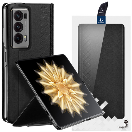 Etui skórzane Dux Ducis Bril z podstawką i portfelem do Honor Magic VS - czarne