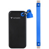 Dysk Zewnętrzny Verbatim Pocket SSD 2TB  - brelok do kluczy z kablem USB-C 3.2 gen.2 czarno-niebieski/black-blue 32195