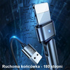 USAMS KABEL PLECIONY DO LIGHTNING IPHONE 12 13 14 1M Z GUMOWYM WYKOŃCZENIEM
