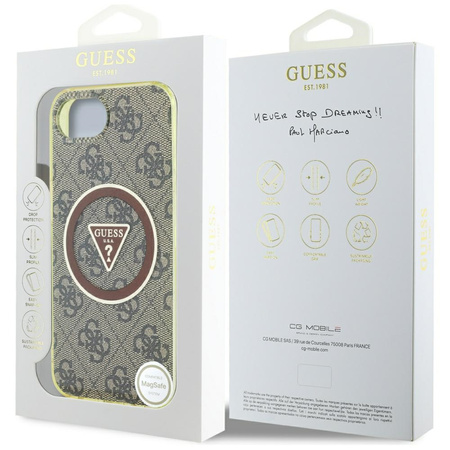 GUESS ETUI CASE IML METAL GLITTER DO IPHONE 16E DO MAGSAFE CIRCLE TRIANGLE
