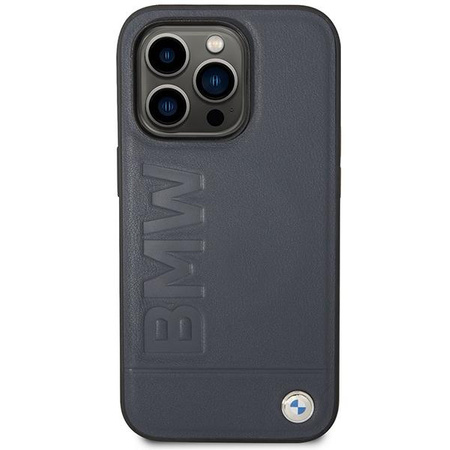 Etui BMW BMHMP14LSLLna iPhone 14 Pro - granatowe Leather Hot Stamp MagSafe