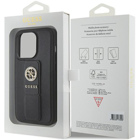 GUESS ETUI HARDCASE GRIP STAND 4G DO IPHONE 15 PRO MAX 6.7 SAFFIANO STRASS