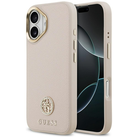 Etui Guess Grained Strass Logo MagSafe do iPhone 17 różowy