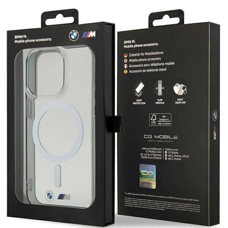 Etui BMW Silver Ring MagSafe na iPhone 15 Pro - przezroczyste
