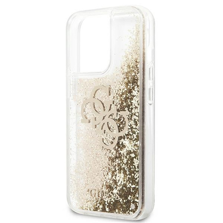 GUESS ETUI HARD CASE DO IPHONE 13 PRO MAX 6,7 ZŁOTY LIQUID GLITTER 4G