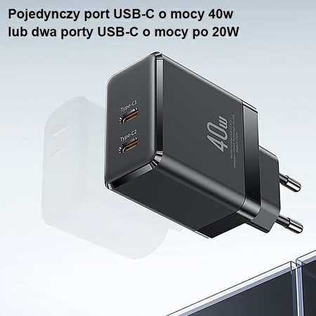 USAMS ŁADOWARKA 2XUSB-C T54 GAN 40W DO TELEFONÓW APPLE IPHONE ANDROID